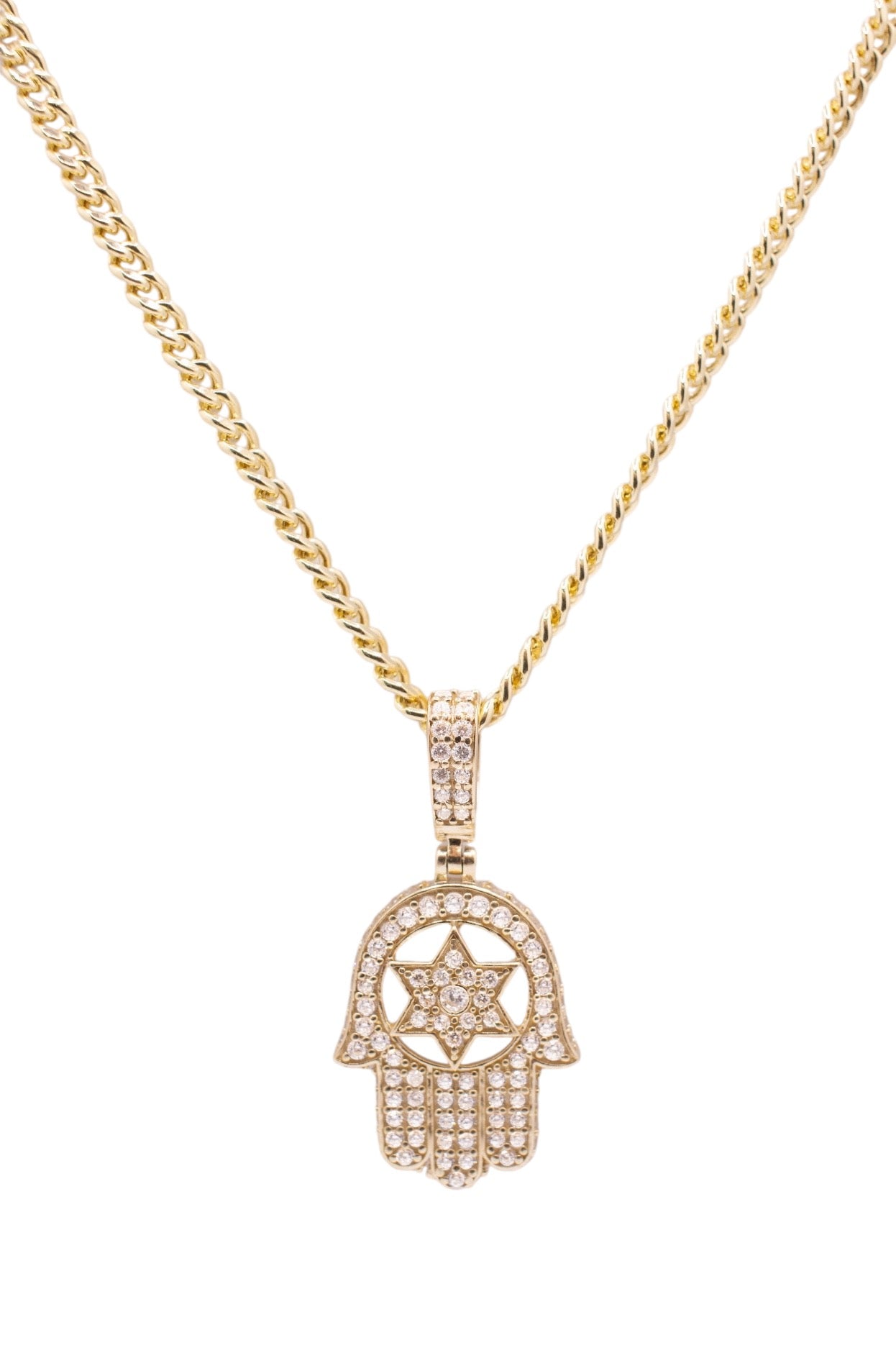 Hamsa pendant surrounded by CZ stones