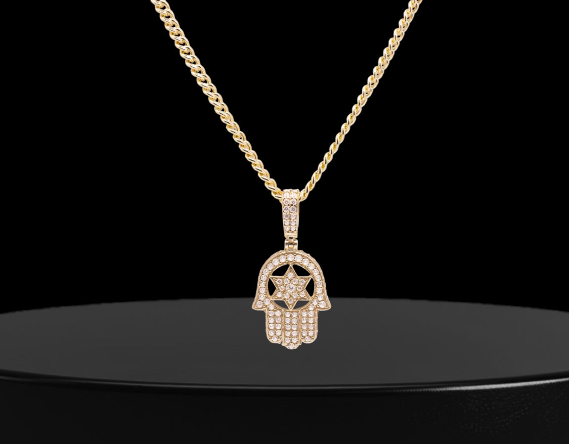 Hamsa pendant surrounded by CZ stones