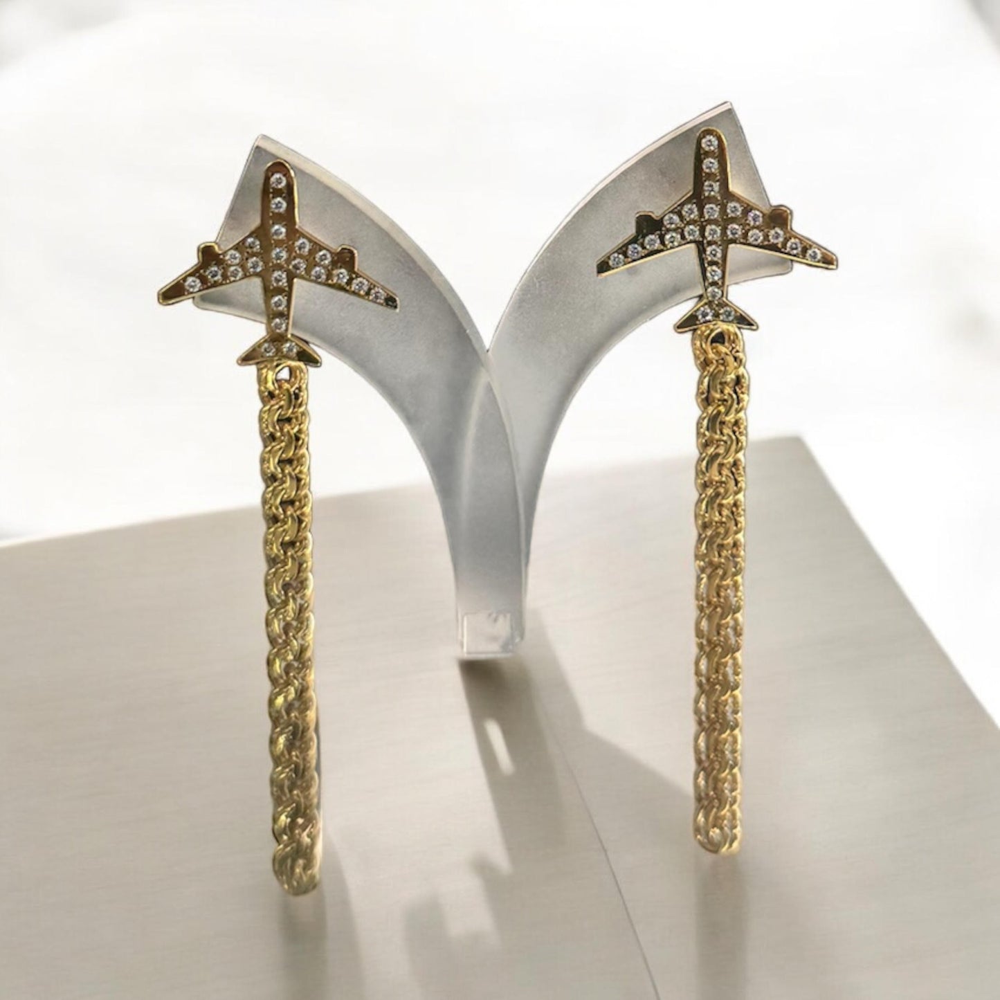 Airplane Earrings Encrusted with Diamonds