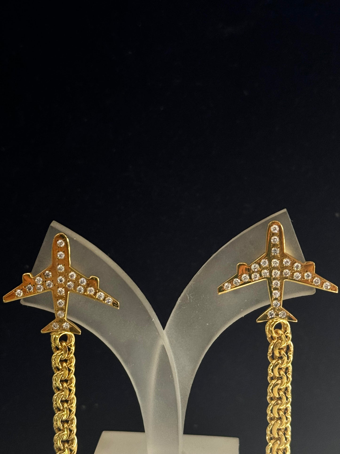 Airplane Earrings Encrusted with Diamonds