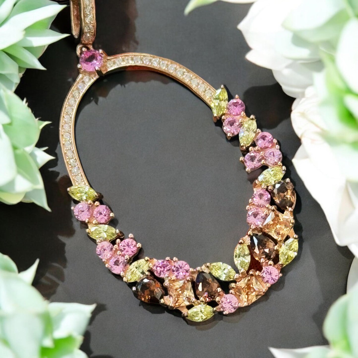 Gold Necklace Encrusted with Stones