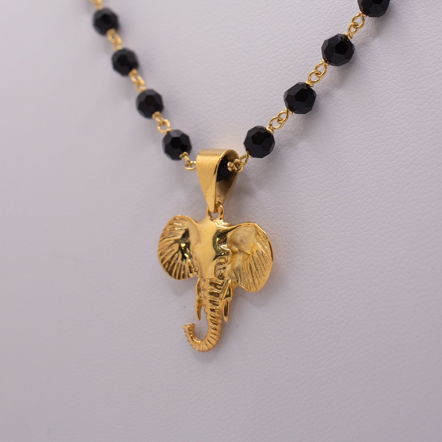 Elephant Pendant & Bead Necklace