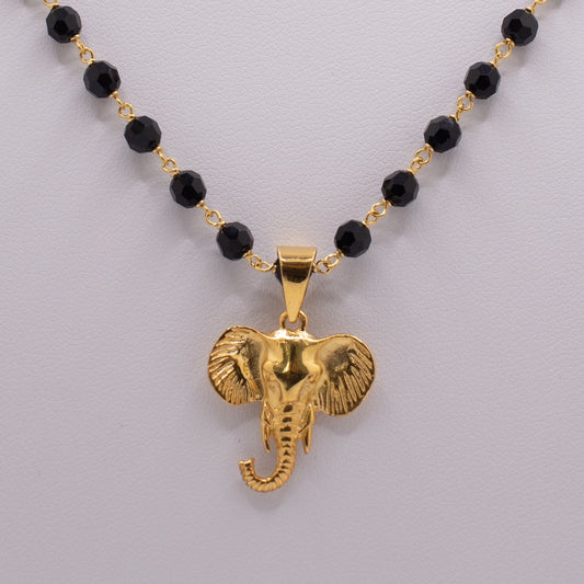 Elephant Pendant & Bead Necklace